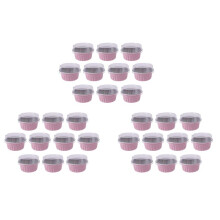 300 Stücke 5Oz 125Ml Einweg Kuchen Back Becher Muffin Liner Becher mit Deckel Aluminium Folie Cupcake Back Becher Rosa