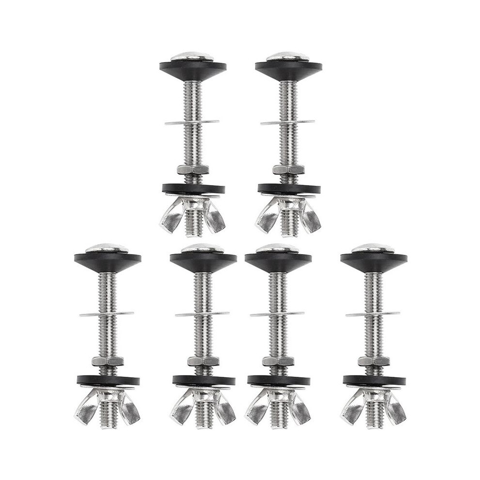 6 Pack Toilet Tank To Bowl Bolt Kits Cistern Bolts Kit,Stainless Steel Toilet Pan Fixing Fitting With Double Gaskets 6032797492427