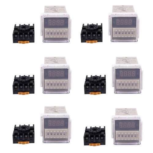 6X AC 220V 5A Programmable Double Delay Relay Device Tool DH48S-S 1