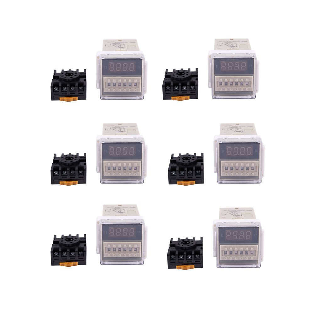 6X Ac 220V 5A Programmable Double Delay Relay Device Tool Dh48s-S 6033228925576