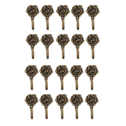 20Pcs Metal Rose Flower Curtain Tie Back Tieback Holders Wall Hooks Decor