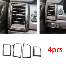 3X Carbon Fiber Central Control Dashboard Air Outlet Vent Frame Trim for Ranger / Everest 2015-2021 Accessories