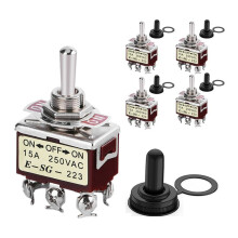 Chave Seletora Momentânea 5 Peças 12V  3 Posições 30A DPDT ()-Off-() Chave Seletora de Carro de 6 Pinos com Tampa para  de Carro