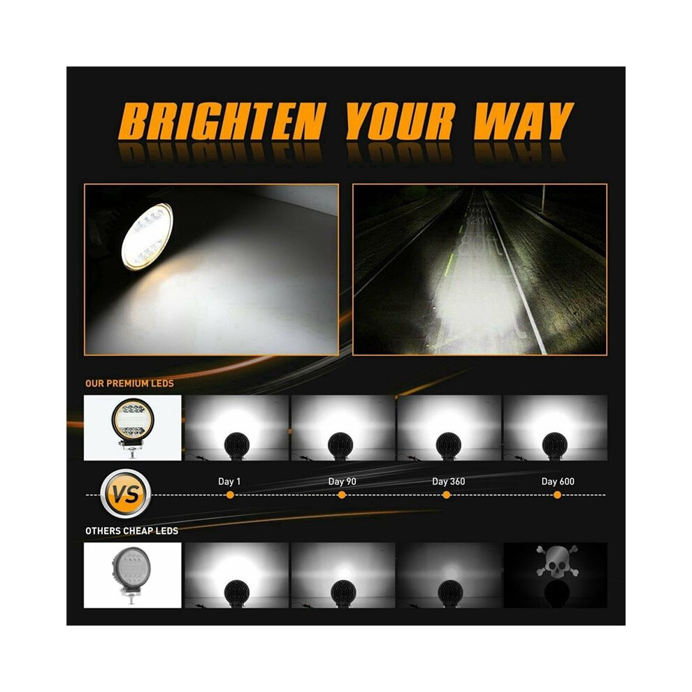 6Pcs 4 Inch Led Work Combo Spot Flood Off Road Driving Fog Lamp Light/Amber 6033558083281