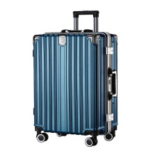 Blue Aluminum Frame Carry On Suitcase AntiScratch Compact Travel Luggage for Women