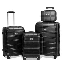 4 Piece Hardshell Luggage Set with 360 Spinner Wheels, Lightweight Durable Suitcase Set Black