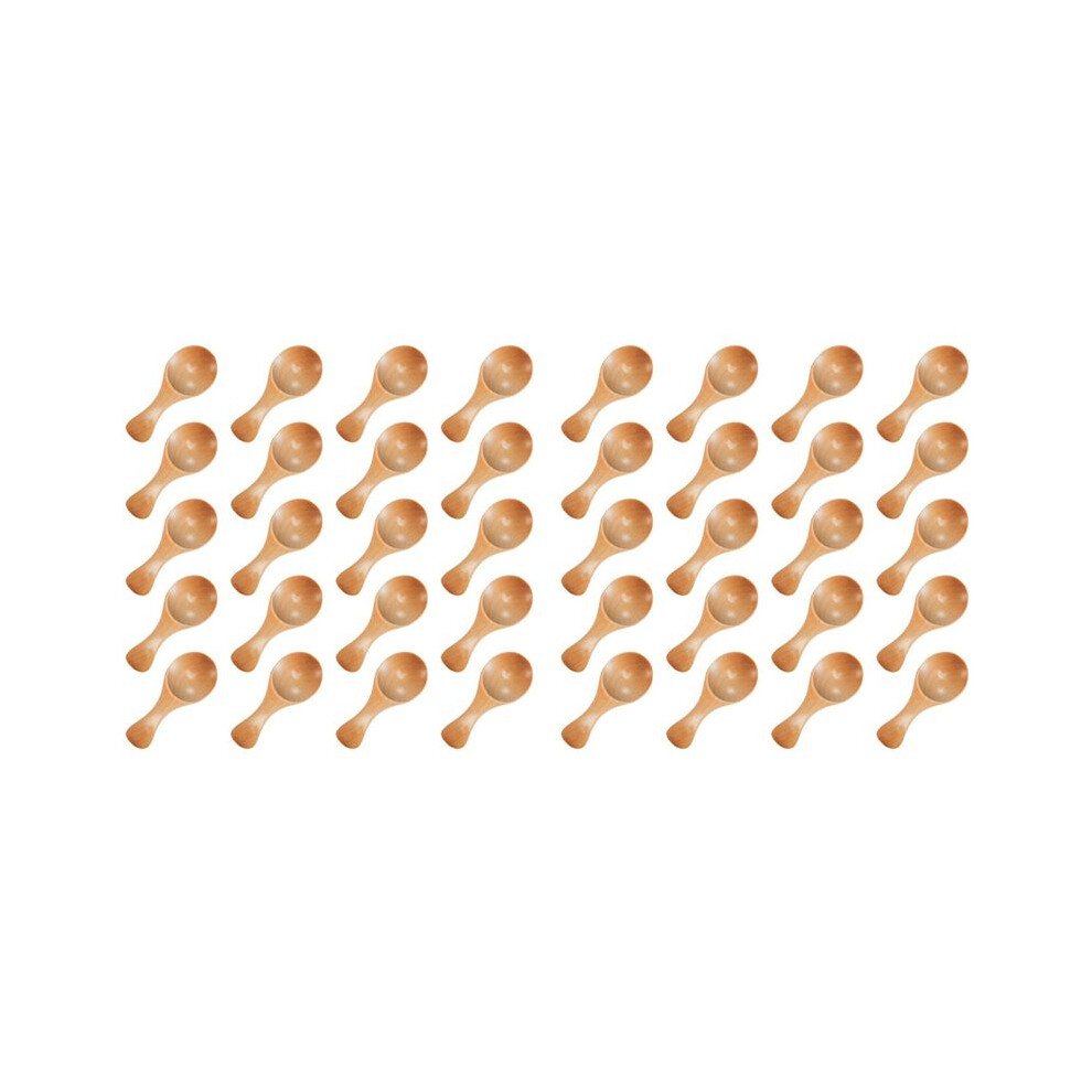 Semoic Small Wooden Spoons Tasting Spoons Condiments Salt Spoons For Kitchen Cooking Seasoning Oil Coffee Tea Sugar 40Pcs