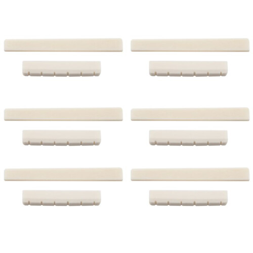 6X Classical Guitar Bone Slotted Saddle Nut Set
