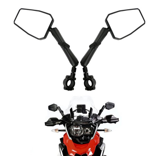 Espelho de Motocicleta AjustáVel em ÂNgulo Universal com Suporte para Guiador de 7/8 Polegadas e Parafusos de 8/10 mm para Ciclomotor de Scooter de 2