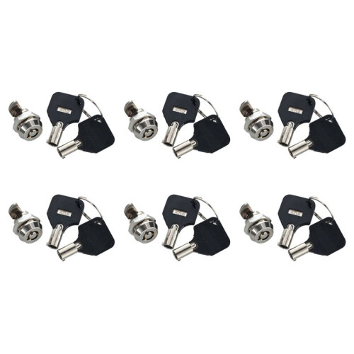 6pcs 12mm Threaded Keyed Quarter Turn Cam Lock for Drawer Box Locker
