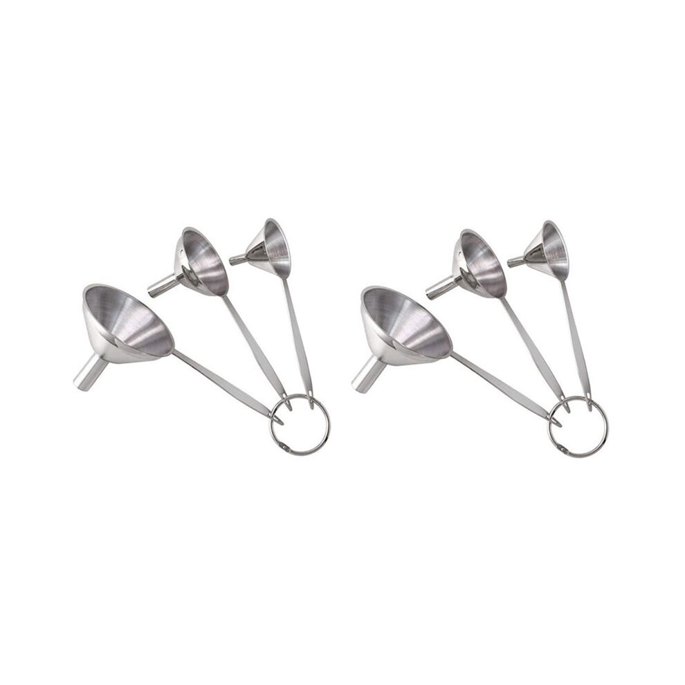 6X 3 In 1 Funnels For Filling Bottles Stainless Steel Small Kitchen Funnel Set For Transferring Essential Oils Liquid 6033725943646