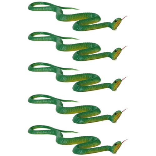 5X Simulation Soft Plastic Toy Snake Simulation Snake Rubber Tip Toy - Green