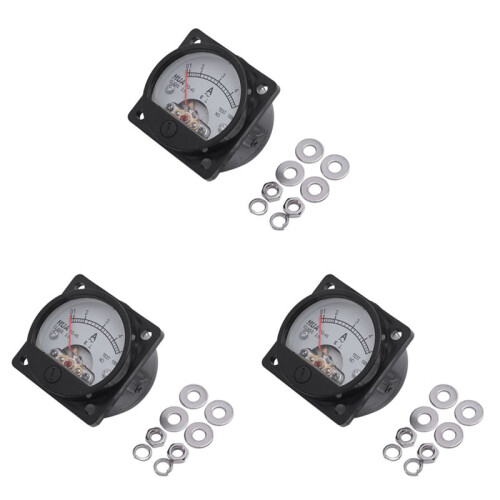 3X Class 2.5 Accuracy AC 0-5A Analog Panel Round Meter Ammeter Meter Black