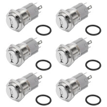 6X 12V 16mm Auto LED Licht Momentan Hupenknopf Metallschalter Druckknopf Blau