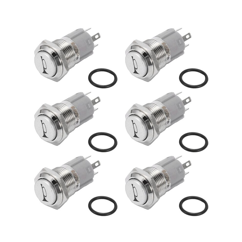6X 12V 16Mm Car Led Momentary Horn Button Metal Push Button Light 6031490675816