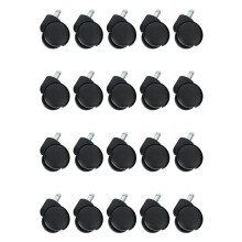 50mm Rueda Castor de Rodillo de Silla de Oficina - Juego de 20 - Negro