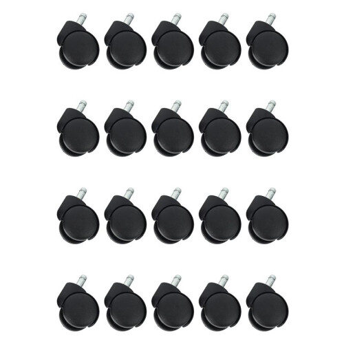 50mm Roues de Roulettes de Chaise de Bureau - Ensemble de 20 - Noir