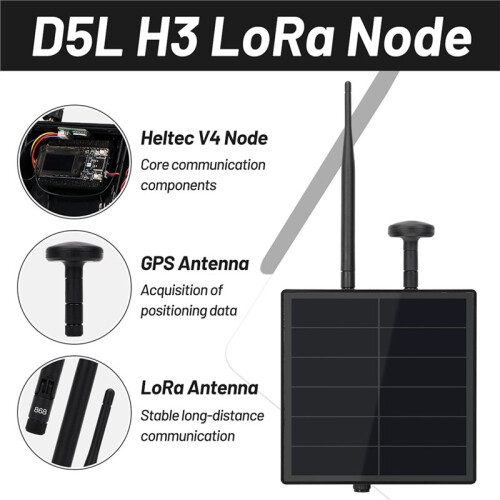 Ripetitore Solare D5L Meshtastic LoRa Node Heltec WiFi LoRa 32 V4 Mesh Network con Modulo GPS/Batteria per Meshcore 868 MHz 1