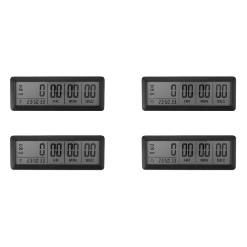 4X  Digital Countdown Days Timer Clock - 999 Days Count Down Clock Timer for Graduation Lab Kitchen (Black)