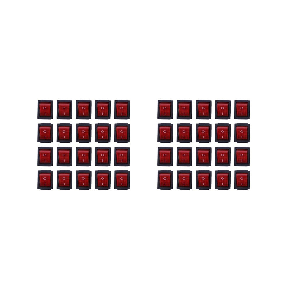 40 X Red Illuminated Light /Off Dpst Boat Rocker 16A/250V 20A/125V Ac 4712138756105