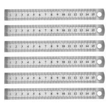 6pcs 15cm 6 Inch Stainless Metal Ruler Measuring Tool