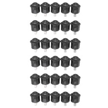 30 Pcs SPST Black Button /Off Round Rocker AC 6A/125V 3A/250V