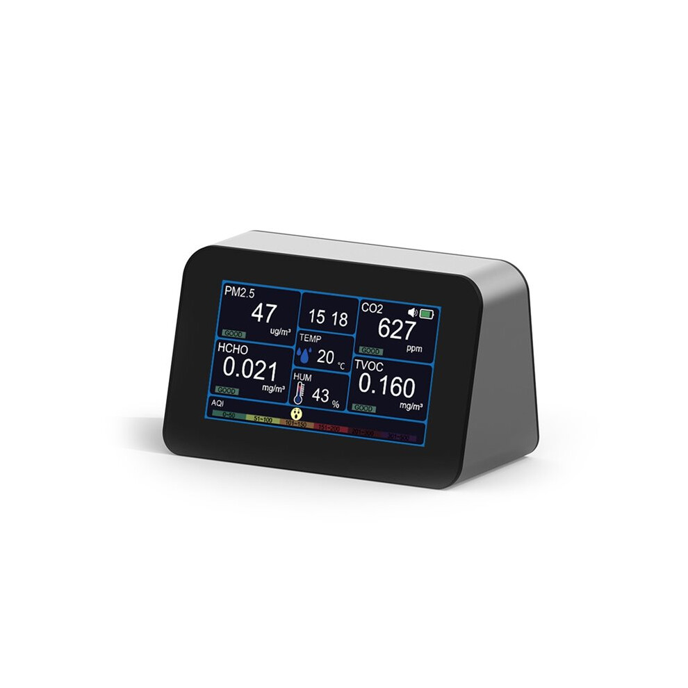 10-In-1 Carbon Dioxide Detector Formaldehyde/Tvoc /Coâ/Pm2.5 Temperature/Humidity /Hcho Air Quality Monitor Audible 6031011438692