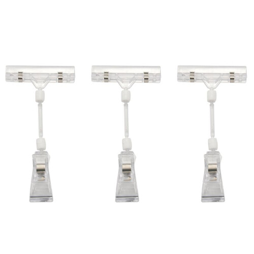 3pcs 6.5 Inch Height Transparent Plastic Double Clips Adjustable  Sign Card Display Holder