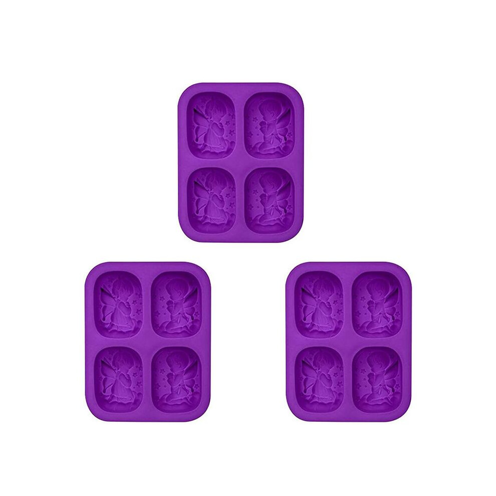 3X Soap Mold, 4 Cavity 3D Angel Mold Homemade Soap Mold Soap Making Supplies For Diy Soap Candle Resin Crafts 6032337759904