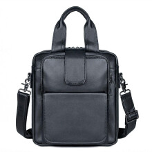 Leather Mens Briefcase with Organized Storage, Slim Cowhide Shoulder Bag for Work