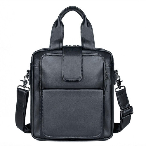 Leather Mens Briefcase with Organized Storage, Slim Cowhide Shoulder Bag for Work