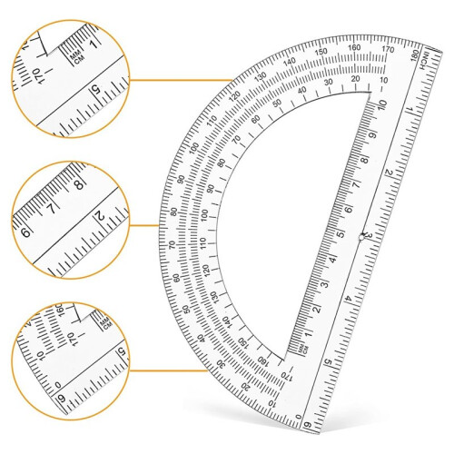 50 Pack Plastic Protractor, 6 Inch Clear Protractor for Geometry, School, Office