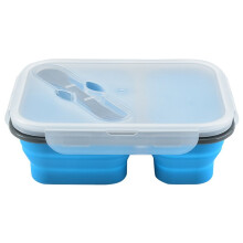 Foldable Silicone Bento Box, Microwavable Lunch Container with Lid for Outdoor Picnic