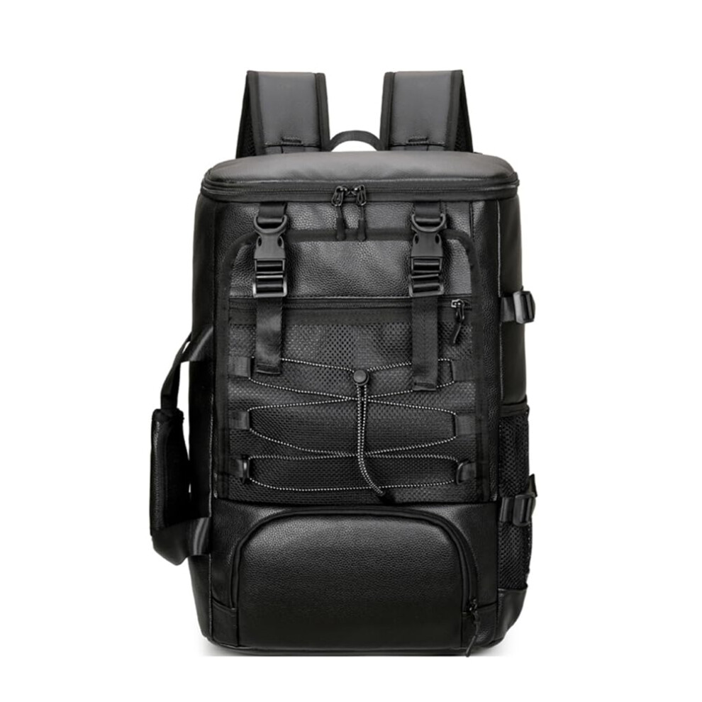 Large Capacity Pu Leather Backpack For Travel And Business, Laptop Bag With Adjustable Strap Black 9771547468165