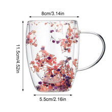4X Creatives Real Flower Double Glass High Appearance Level Full Star Dried Flower Milk Coffee Glass 350ml B