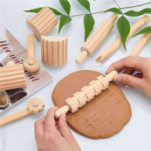 24 StüCk Ton und Teig Werkzeuge Spiel ZubehöR Inklusive Rollen Hammer Party Pack Holz Keramik Werkzeuge Stempel für Ton Kunst
