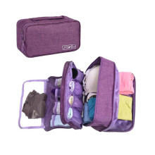 Travel Underwear Organizer with Separate Bra Compartment, Multi‑Function Violet Storage Bag