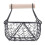3X Wooden Handle Metal Retro Basket Portable Multi-Function Vegetable Fruit Egg Groceries Practical Storage Basket Black 3