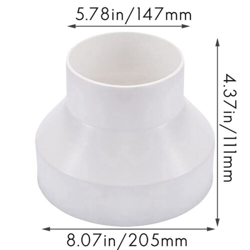 10X Ventilation Pipe Reducer Adapter Pipe Air Duct Adapter Pipe Connector for Inline Ventilation System(200-150mm) 2