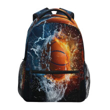 Fire Basketball Kids Backpack for Boys and Girls, Durable School Sports Bag with Visibility Color
