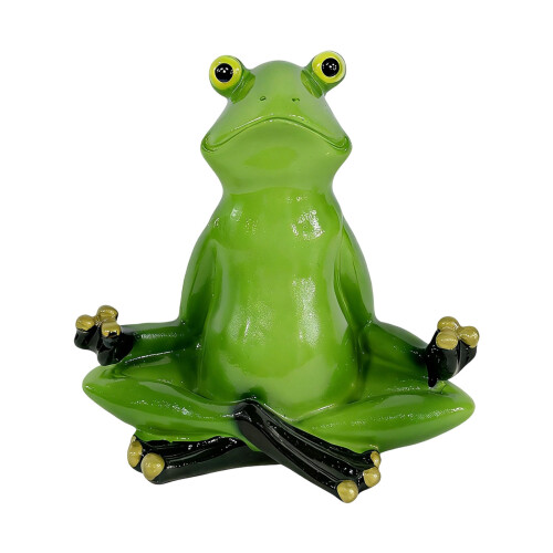 Sculpture de grenouilles vertes, Figurine d'animal méditant,-2