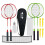 Badminton Set 4 Player Rackets Shuttlecocks Poles Net Bag Game 1