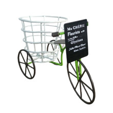 Decorative Iron Three Wheel Planter Stand Container With-Green