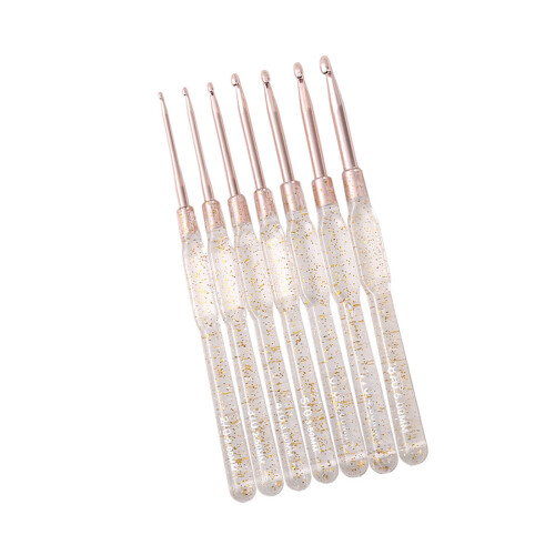 Long Time Use Rubber Crochet Tool Pink Handle Set-Clear