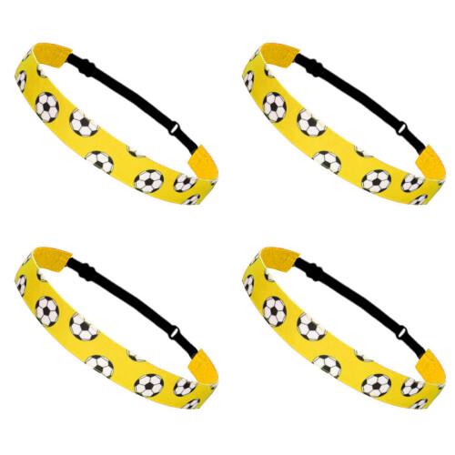 4PCS Anti Slip Athletic Headbands Stretchable Polyester-Yellow