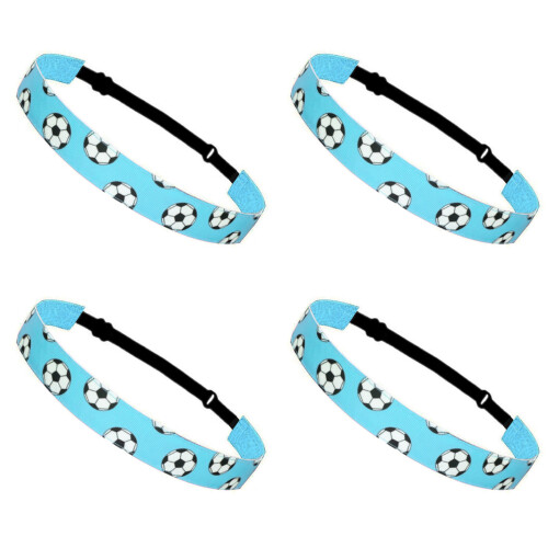 4PCS Elastic Sports Headbands Adjustable Polyester-light blue