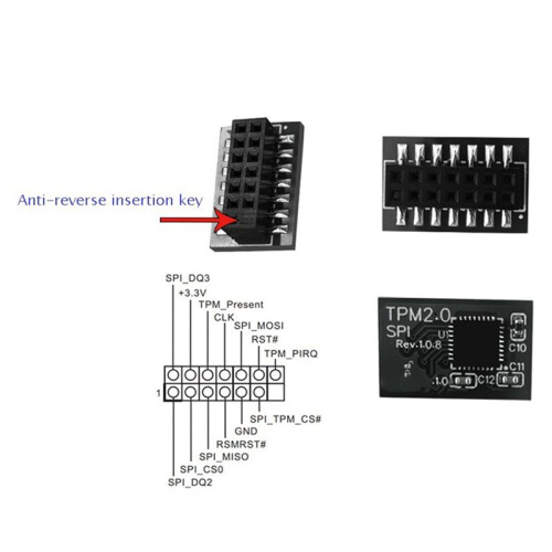 2X TPM 2.0 Encryption Security Module Remote Card 14 Pin SPI TPM2.0 Security Module for ASROCK Motherboard 1