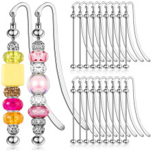 20 Pcs Beadable Bookmarks DIY Metal Blank Bar Bookmark Silver for Beads Modern Beaded Bookmark Jewelry Pendant