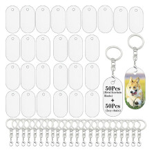 Metal Sublimation Keychain Blanks,Sublimation Blanks Bulk for Keychains,Double Sided Sublimation Ornament Blanks 50PCS