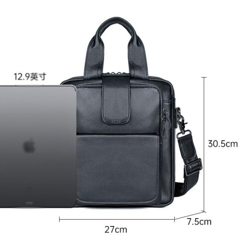 Leather Mens Briefcase with Organized Storage, Slim Cowhide Shoulder Bag for Work 1